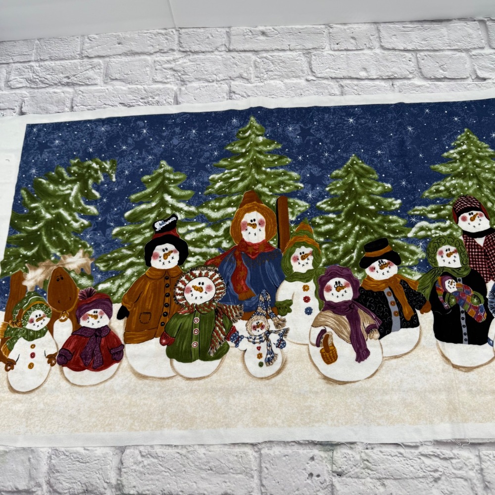 Troy Corporation Riverwoods Collection Family Reunion Snowman Flannel Panel 1 Yd